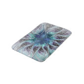 Tapis De Bain Fleur Abstraite Fractale Moderne Avec Bleu (Angle)