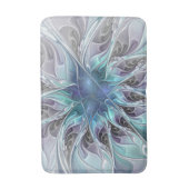 Tapis De Bain Fleur Abstraite Fractale Moderne Avec Bleu (Devant (Vertical))