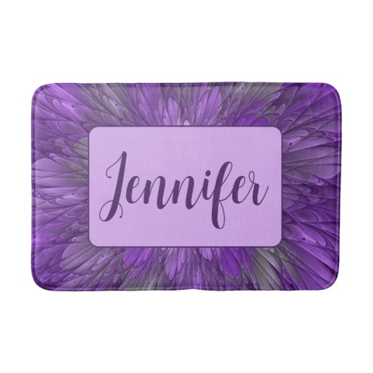 Tapis De Bain Fleur Abstraite Violette Psychedelique Nom Fractal (Devant)