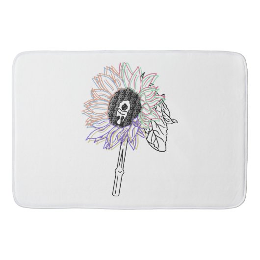 Tapis De Bain Fleur Arc-en-ciel Art Funky (Devant)
