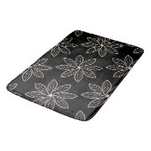 Tapis De Bain Fleur blanche Motif sur noir (Angle)