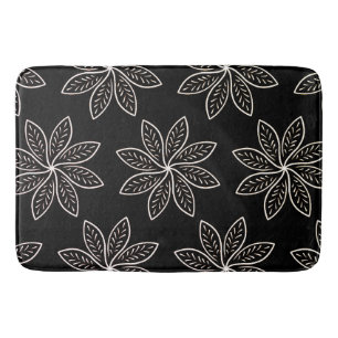 Tapis De Bain Fleur blanche Motif sur noir