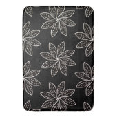 Tapis De Bain Fleur blanche Motif sur noir (devant Vertical)