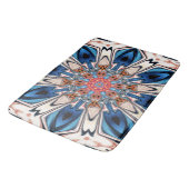 Tapis De Bain Fleur Bleu Abstrait Et Orange (Angle)