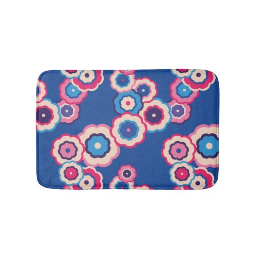 Tapis De Bain Fleur Bleu Rétro (Devant)