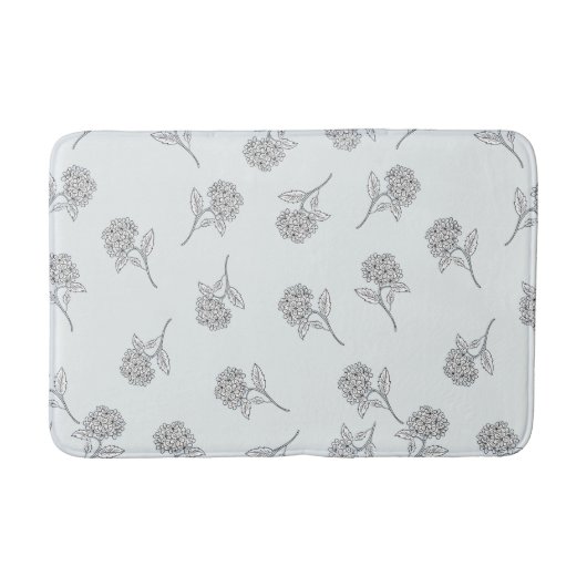 Tapis De Bain Fleur Botanique Intemporelle Gris Clair  (Devant)