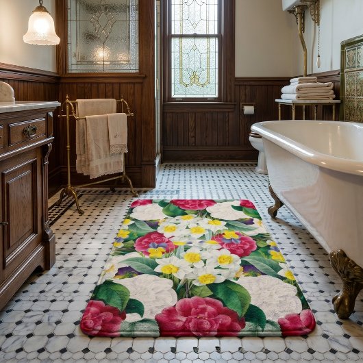 Tapis De Bain Fleur botanique vintage
