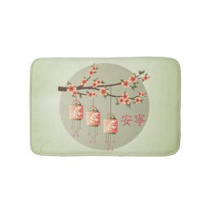 Tapis De Bain Fleur carrée "tranquilité " de lanternes de pêc
