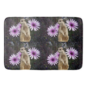 Tapis De Bain Fleur Curieuse : Meerkat Parmi Les Marguerites Vio