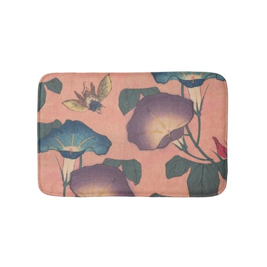 Tapis De Bain Fleur d'abeille rose classique Hokusai Art (Devant)