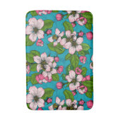 Tapis De Bain Fleur d'Apple sur le turquoise (Devant (Vertical))