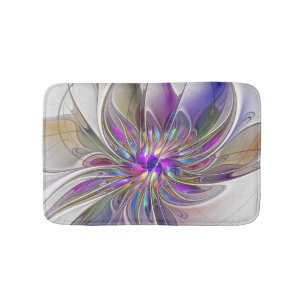 Tapis De Bain Fleur d'art Abstrait, énergique et coloré