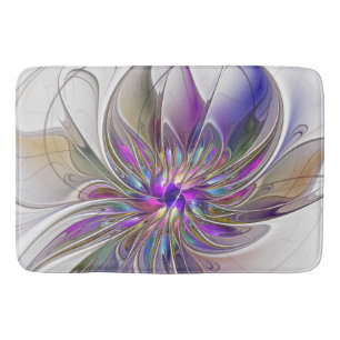 Tapis De Bain Fleur d'art Abstrait, énergique et coloré
