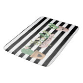 Tapis De Bain Fleur de Cactus Rayures Noires et Blanches (Angle)