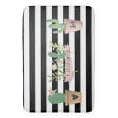 Tapis De Bain Fleur de Cactus Rayures Noires et Blanches (devant Vertical)