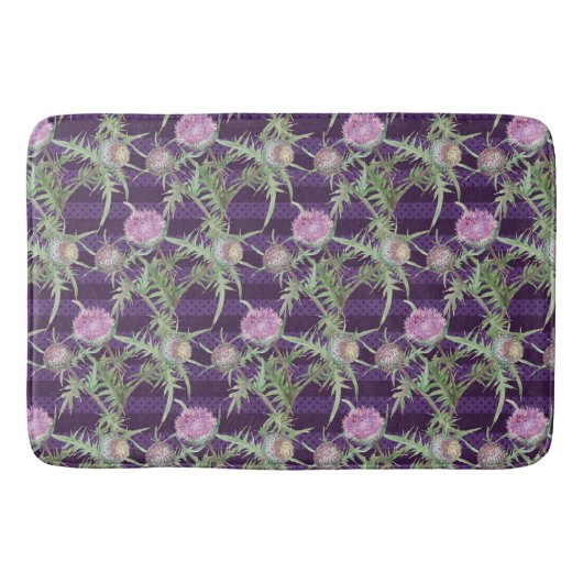 Tapis De Bain Fleur de chardon violet (Devant)