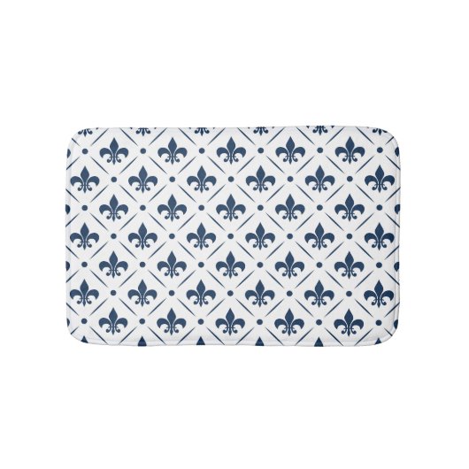 Tapis De Bain Fleur De Lis bleu foncé motif sur arrière - plan b (Devant)