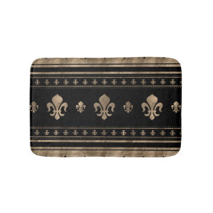 Tapis De Bain Fleur de lis Décoration de luxe - noir et or