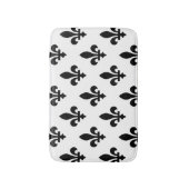 Tapis De Bain Fleur de Lis Motif, Royal French, Noir sur Blanc (Devant (Vertical))