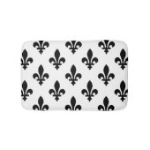 Tapis De Bain Fleur de Lis Motif, Royal French, Noir sur Blanc (Devant)