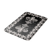 Tapis De Bain Fleur de lis - Noir et Crème (Angle)