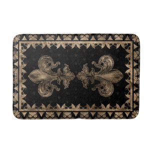 Tapis De Bain Fleur de lis - Noir et Or
