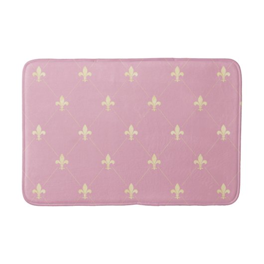 Tapis De Bain Fleur de Lis Rose Dusky Or (Devant)