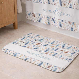 Tapis De Bain Fleur de plume bohème personnalisée