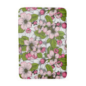 Tapis De Bain Fleur de pomme sur blanc (Devant (Vertical))