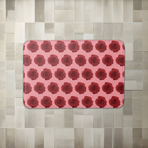 Tapis De Bain Fleur de rose rouge sans couture sur le chaume