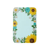 Tapis De Bain Fleur de tournesol rustique Faisée Turquoise (Devant (Vertical))