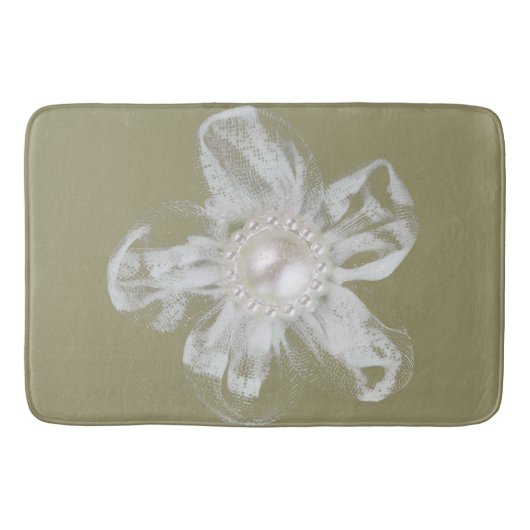 Tapis De Bain Fleur de tulle blanche sur taureau clair (Devant)