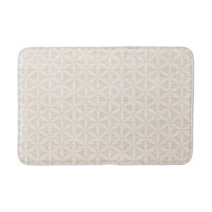 Tapis De Bain Fleur de vie Boho chic Beige et blanc