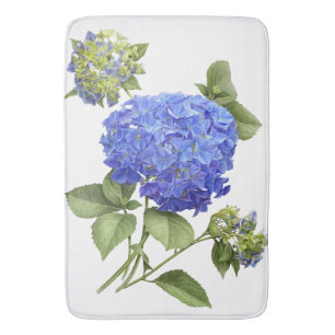 Tapis De Bain Fleur d'Hortensia Bleu Art Botanique