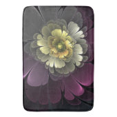 Tapis De Bain Fleur fractale grise et pourpre moderne abstraite (devant Vertical)