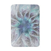Tapis De Bain Fleur fractale moderne abstraite avec du bleu (Devant (Vertical))