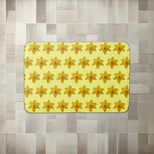 Tapis De Bain Fleur jonquille jaune Motif sans couture sur