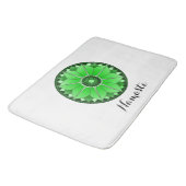 Tapis De Bain Fleur NAMASTE Spirituel Vert Lotus Mandala Blanc (Angle)