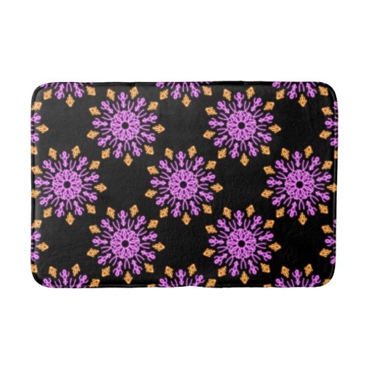 Tapis De Bain Fleur néon rose et orange (Devant)