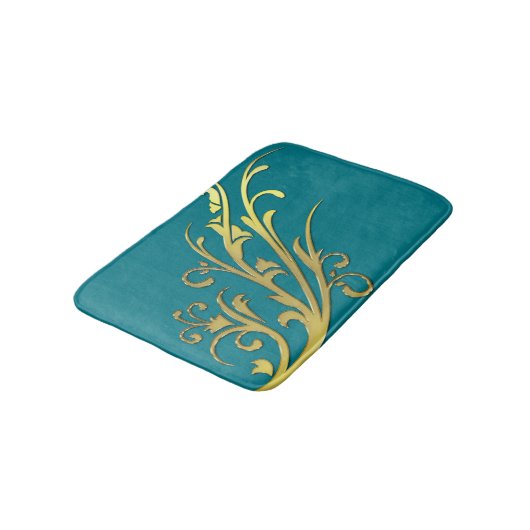Tapis De Bain Fleur Or Abstraite de luxe Faux (Angle)