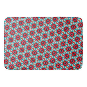 Tapis De Bain Fleur rouge Abstrait géométrique