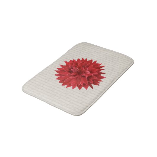 Tapis De Bain Fleur Rouge Foncé Au-Dessus De Baies Beiges (Angle)