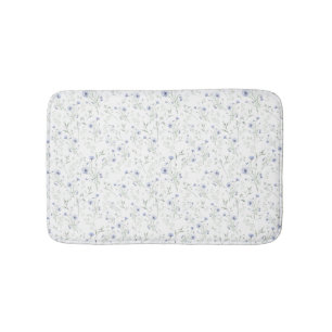 Tapis De Bain Fleur sauvage aquarelle bleu sauge