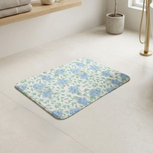 Tapis De Bain Fleur sauvage aquarelle bleu vert