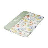 Tapis De Bain Fleur sauvage aquarelle orange vert (Angle)