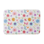 Tapis De Bain Fleur sauvage boho bleu violet rose (Devant)