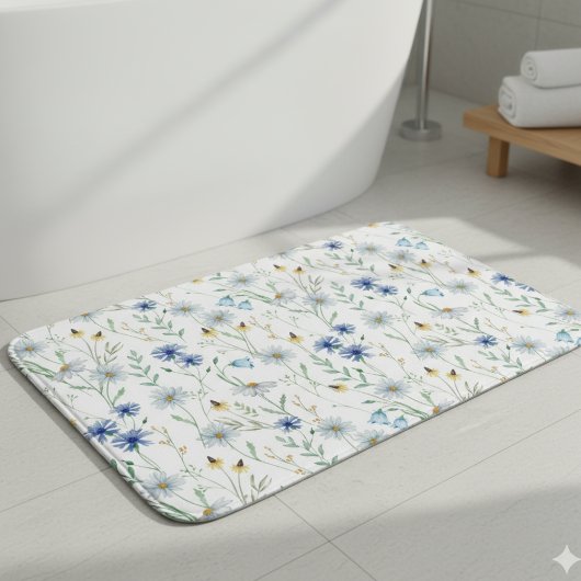 Tapis De Bain Fleur sauvage couleur bleu violet