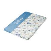 Tapis De Bain Fleur sauvage d'aquarelle bleu violet (Angle)