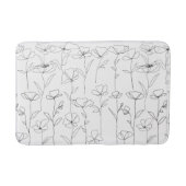 Tapis De Bain Fleur sauvage de pavot noir et blanc minimal flora (Devant)