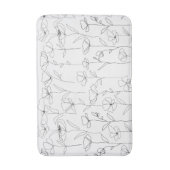 Tapis De Bain Fleur sauvage de pavot noir et blanc minimal flora (Devant (Vertical))